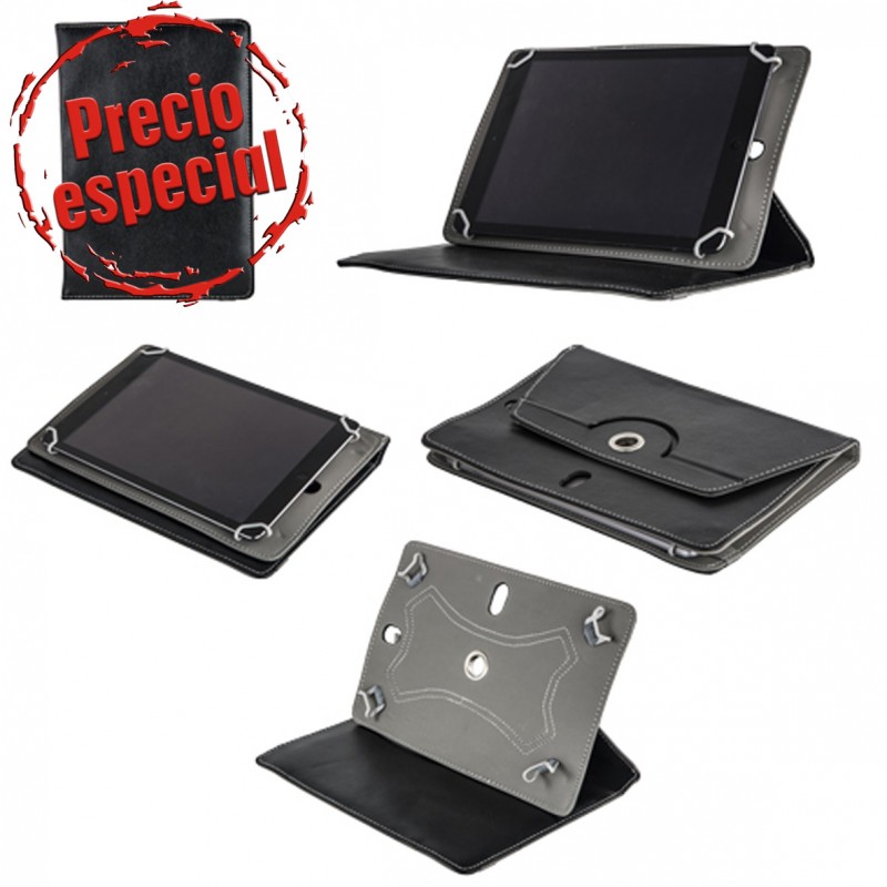 PORTA TABLET DE CURPIEL CON GANCHOS ELÁSTICOS Y SISTEMA GIRATORIO. TABLEX - (F-O-025)