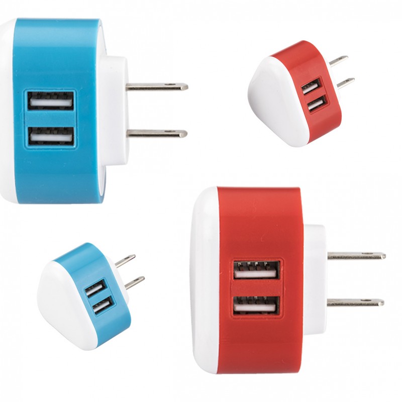 Adaptador de corriente con doble entrada para USB, compatible con dispositivos móviles VANEK - (F-SO-013)