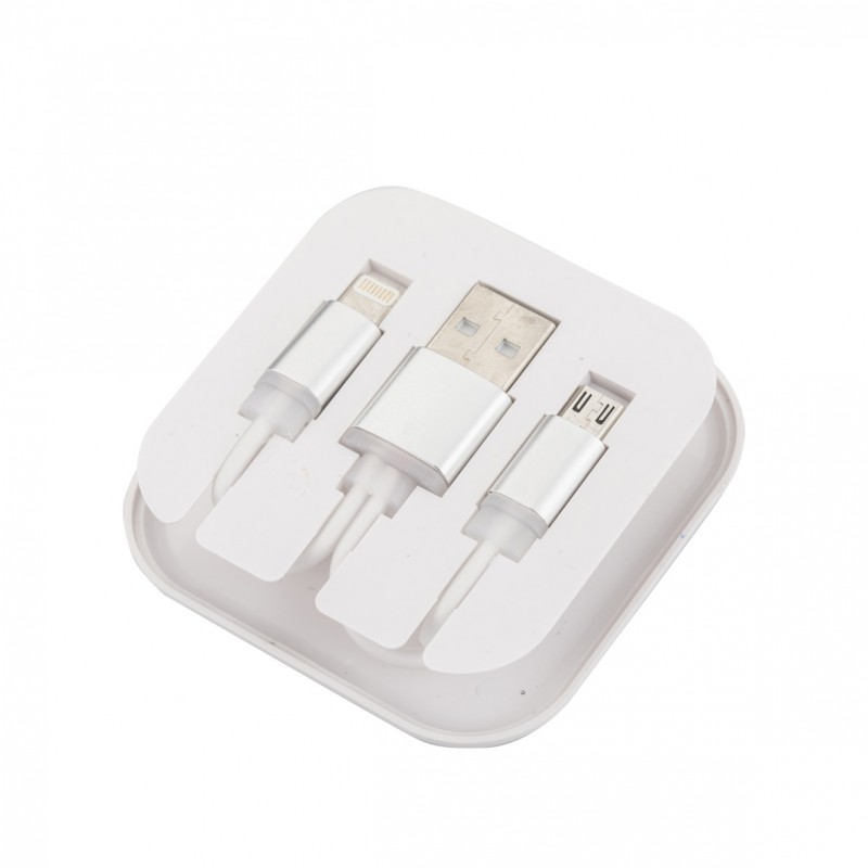 Set de cables para cargar dispositivos móviles MARET - (F-SO-014) - Artículos Promocionales