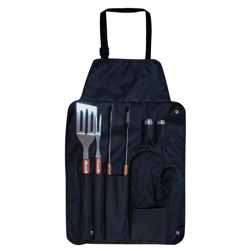 SET DE BBQ CON MANDIL "BBQ" (B-11-649) - Artículos Promocionales